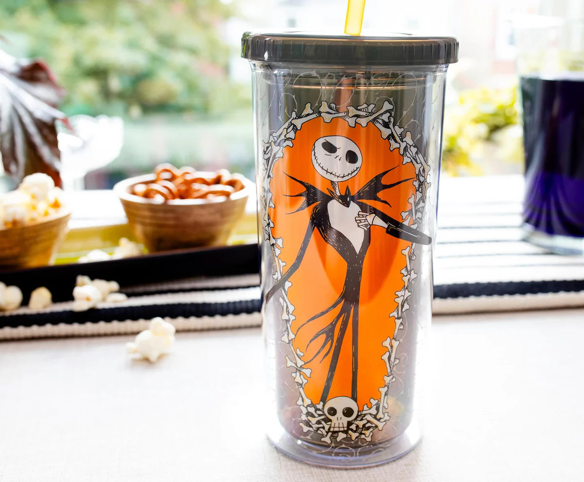 DISNEY THE NIGHTMARE BEFORE CHRISTMAS JACK CARNIVAL CUP WITH LID AND STRAW