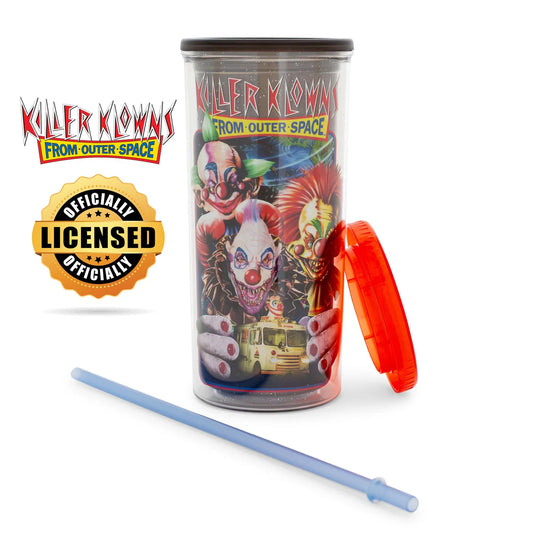 KILLER KLOWNS FROM OUTER SPACE CARNIVAL CUP WITH LID AND STRAW | HOLDS 20 OUNCES