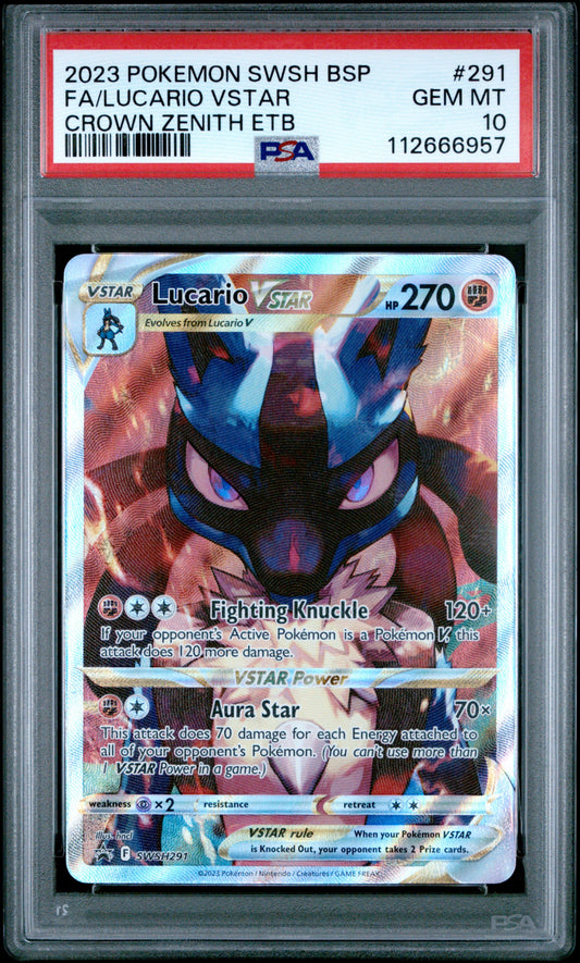 2023 POKEMON SWSH BLACK STAR PROMO #291 FULL ART/LUCARIO VSTAR PSA 10