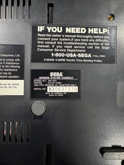 Sega Genesis System Console Model No: MK-1631